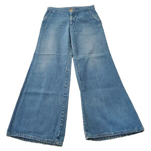 Vintage 60s Landlubber Bell Bottom Denim Jeans 31” Waist Hippie LOGO Casual 70s